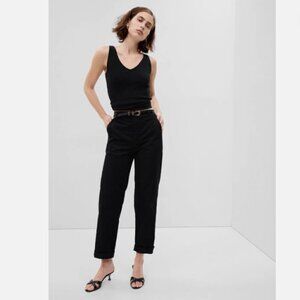 GAP High Rise Girlfriend Khakis Black Stretch Twill Pants Size 2 PETITE RT$60